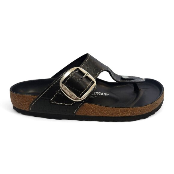 STΔUD x Birkenstock Gizeh Big Buckle Sandal Black Croc Embossed Leather - Picture 12 of 12